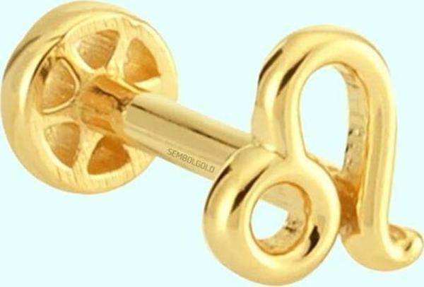 Altın Tragus Piercing 14 Ayar Aslan Burcu - Image 1