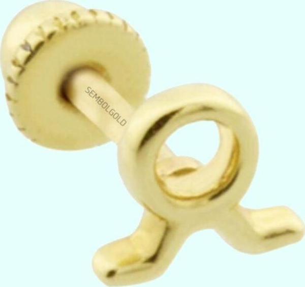 Altın Tragus Piercing 14 Ayar Boğa Burcu - Image 1