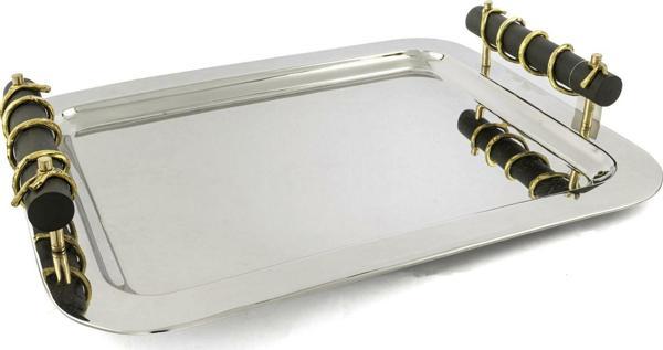 Mikasa Moor Branch Ahşap Kulplu Metal Tepsi 44x34x7cm - Image 1