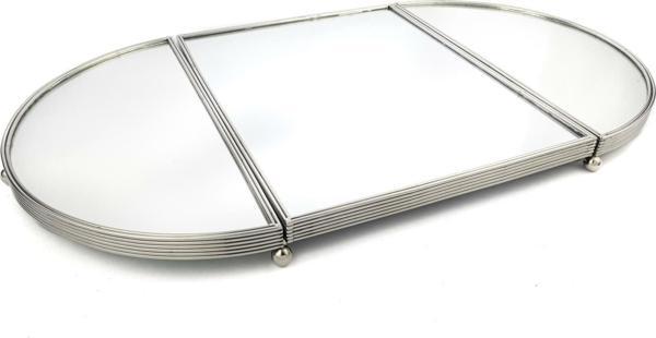 Mikasa Moor Gümüş Oval Aynalı Metal Tepsi 79x45cm - Image 1