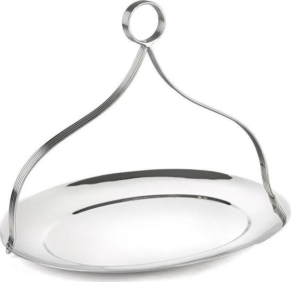 Mikasa Moor Gümüş Oval Kulplu Metal Tepsi 38x28x30cm - Image 1
