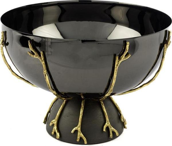 Mikasa Moor Branch Ayaklı Gold Gri Kase 26x18cm - Image 1