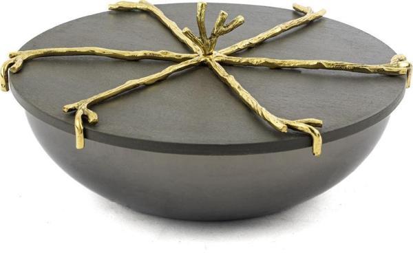Mikasa Moor Branch Kapaklı Gold Gri Kase 22x10cm - Image 1