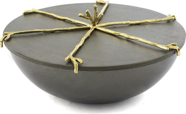 Mikasa Moor Branch Kapaklı Gold Gri Kase 27x12cm - Image 1