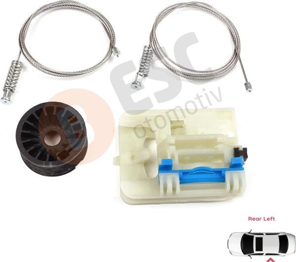 Fiat Egea Tipo MK2 356 357 2015-On 4/5 Kapı İçin Elektrikli Sol Arka Kapı Cam Kriko Tamir Seti - Image 1