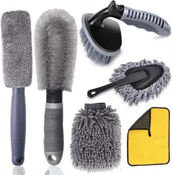 Polham 6 Parçalı Araba, Motorsiklet İçin Detaylı Temizleme Seti, Oto Bakım Seti, Mikrofiber Set - Image 1