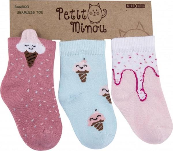 Petit Minou 3'lü 3D Ice Cream Bebek Çorabı 2196 - Image 1