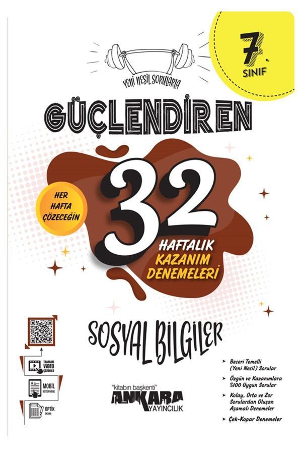 Ankara Yayıncılık 7.Sınıf Sosyal Bilgiler Güçlendiren 32 Haftalık Kazanım Denemeleri "Yeni Nesil Sorularla" - Ankara Yayıncılık - Image 1