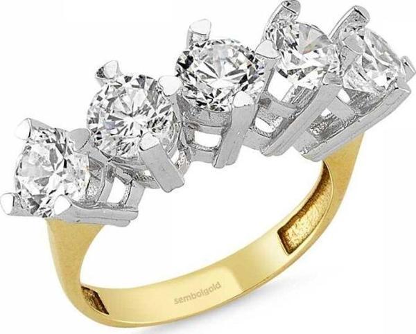 Altın 5 Taş Yüzük SWAROVSKİ Taşlı - Image 1