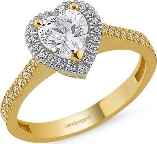 Altın Tektaş Yüzük Swarovski Taşlı Pırlanta Montür - Image 1