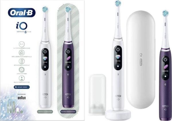 Oral-B İo 8 Şarjlı Diş Fırçası Seti 2'Li - Beyaz/Mor - Image 1