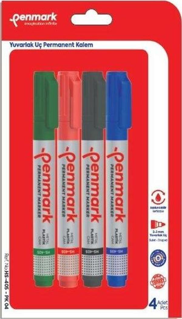 Penmark Permanent Marker Yuvarlak Uç 4 lü Vakumlu Blisterli Set - Image 1