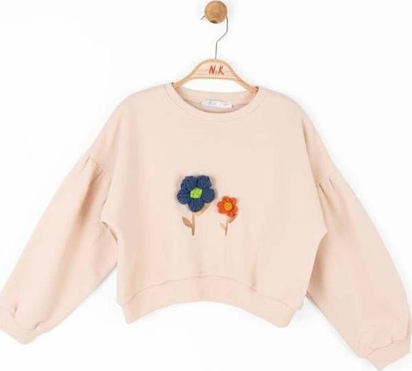 nk kids Kız Çocuk Örgü Çiçekli Sweat - Image 1