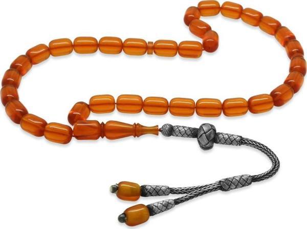 1000 Ayar Gümüş Kazaz Püsküllü Her Bir Tanesi Usta işçilikli Kapsül Kesim Papaya Rengi Katalin Tesbih - Image 1