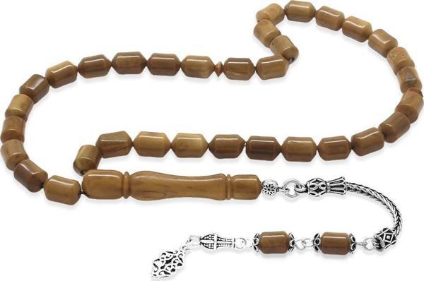 925 Ayar Gümüş Püsküllü Kapsül Kesim Açık Renk Kuka Tesbih - Image 1