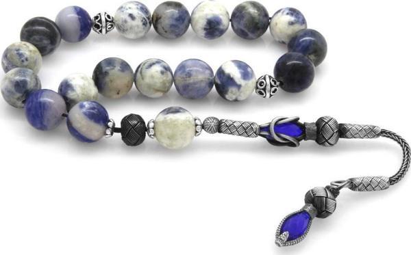 1000 Ayar Kazaz Püsküllü Küre Kesim Sodalit Efe Doğaltaş Tesbih - Image 1