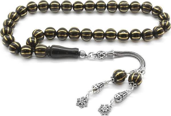 925 Ayar Gümüş Püsküllü Prinç 8li Karpuz Yarma Küre Kesim Rus Oltu Tesbih - Image 1