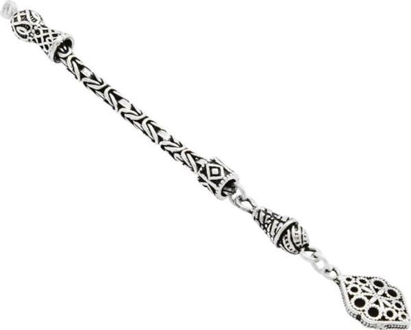 Altıgen Anadolu Desen Kral Zincirli 925 Ayar Gümüş Püskül - Image 1