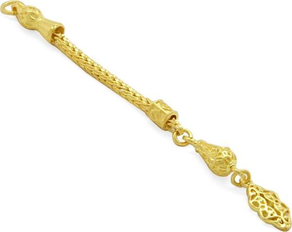 Anadolu Deseni Tasarım Gold Renk Kalın Zincirli 925 Ayar Gümüş Püskül - Image 1