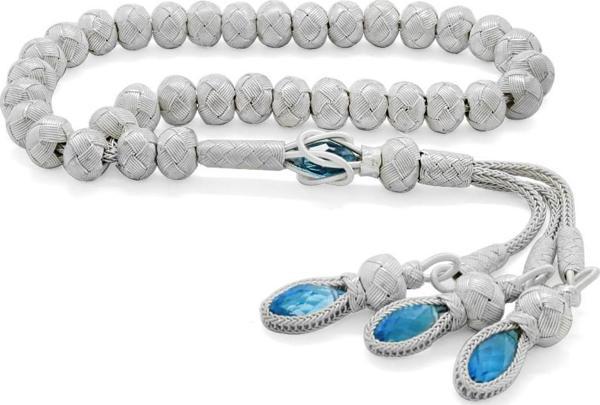 El İşçiliği Küre Kesim Silver Büyük Boy 1000 Ayar Gümüş Kazaz Tesbih - Image 1