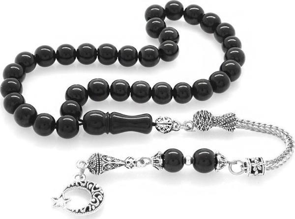 Kararmaz Metal Püsküllü Küre Kesim Rus Oltu Tesbih - Image 1