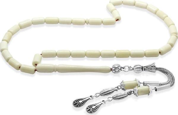 Kararmaz Metal Su Damlası Püsküllü Kırmızı İpli Uçlu Kapsül Kesim Deve Kemiği Tesbih - Image 1