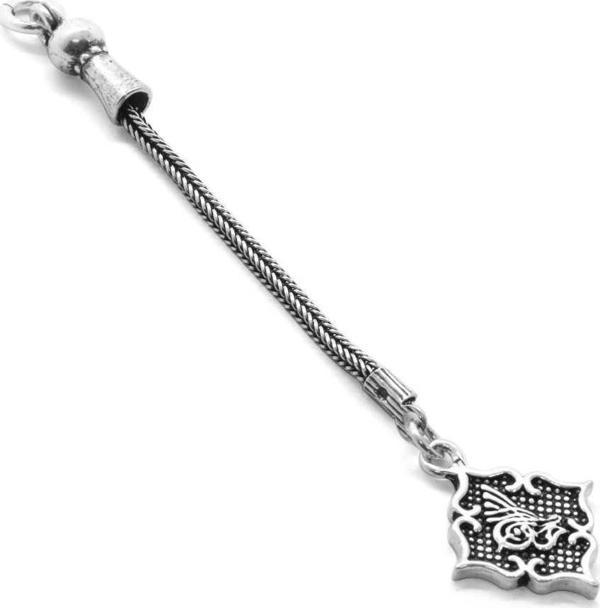 Plaka üzeri Tuğra Motifli  925 Ayar Gümüş Püskül - Image 1