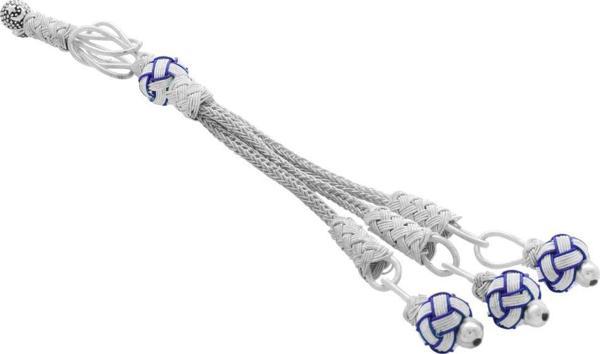 Mavi-Beyaz Renk Bakır Kaplama Üçlü Top Kazaz Püskül - Image 1