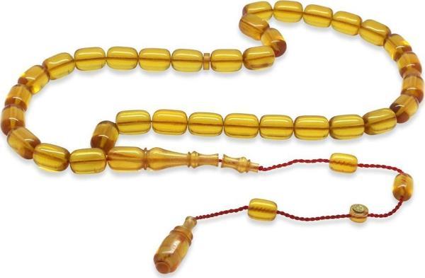 Sistemli Her Bir Tanesi Usta işçilikli Kapsül Kesim Sarı Katalin Tesbih - Image 1