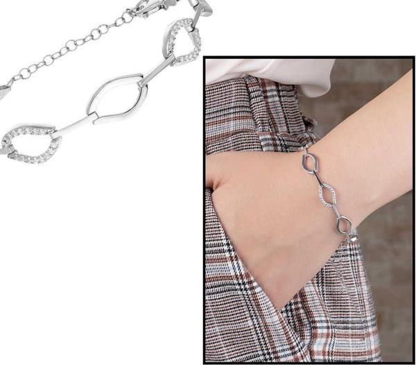 Zirkon Taşlı 6lı Marina Model 925 Ayar Gümüş Bayan Bileklik - Image 1