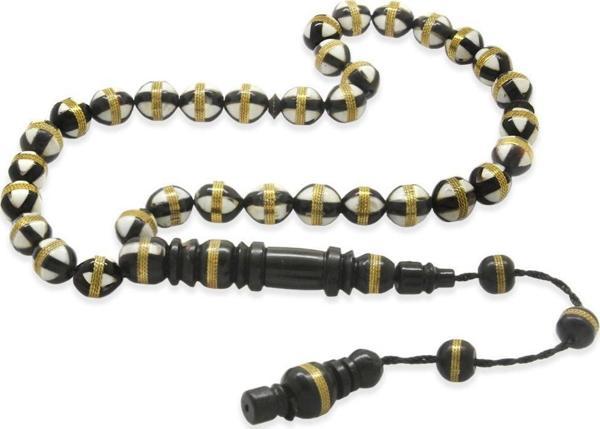 Sistemli Beyaz Mine Dolgulu Pirinç Sarmal Küre Kesim Kuka Tesbih - Image 1