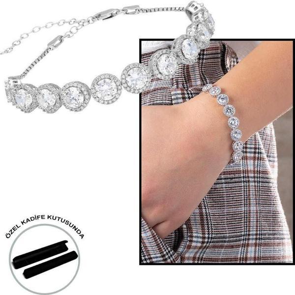 Starlight Diamond Pırlanta Montür Büyük Boy 925 Ayar Gümüş Su Yolu Bileklik - Image 1