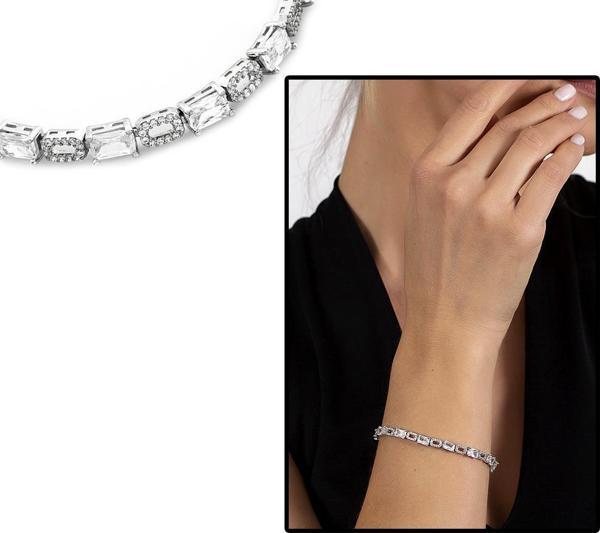 Starlight Diamond Pırlanta Montür Zirkon Taşlı Orta Boy 925 Ayar Gümüş Su Yolu Bileklik - Image 1