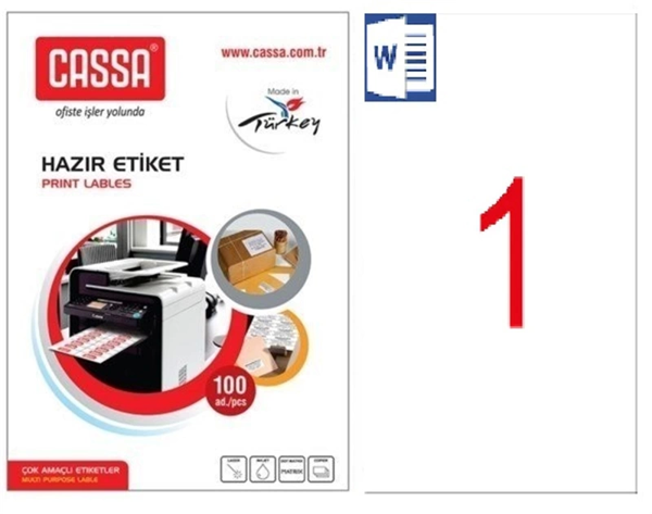 CASSA LASER ETİKET 210x297mm 1x100 100 ADET - Image 1