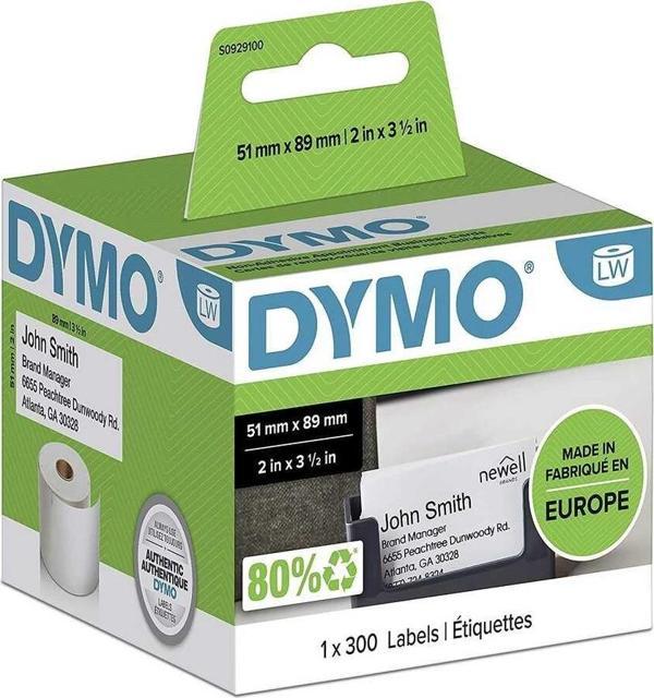 DYMO LW S0929100 Yapışkansız İsim Kart Etiketi 51x89mm / 300 lü Paket  2''inç x 3-1/2''inç - Image 1
