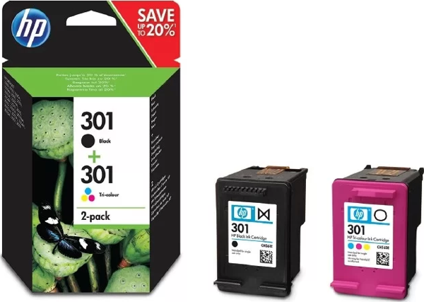 HP N9J72AE (301) SIYAH/UC RENKLI 2 LI PAKET MUREKKEP KARTUSLARI 190/165 SAYFA - Image 1