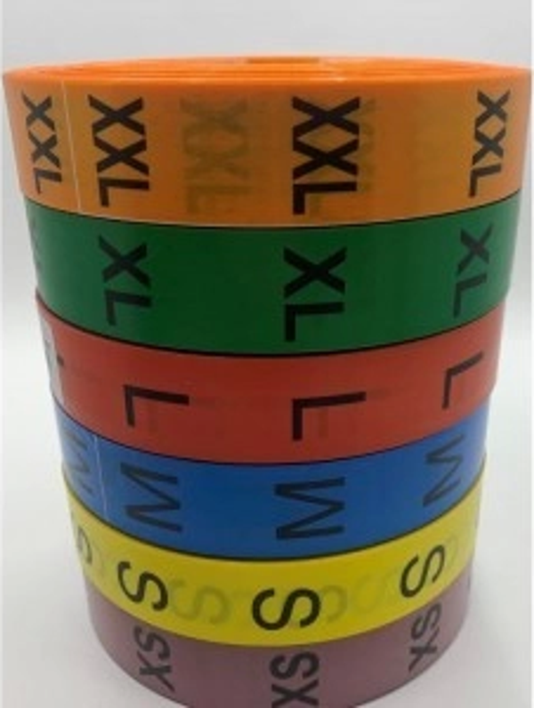RENKLİ BEDEN ETİKETİ XS,S,M,L,XL,XXL BEDENLER 400 ADET - Image 1