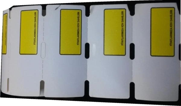TERMAL KARTON RAF ETİKETİ SARI İNDİRİMLİ 38X80 500 ADET - Image 1