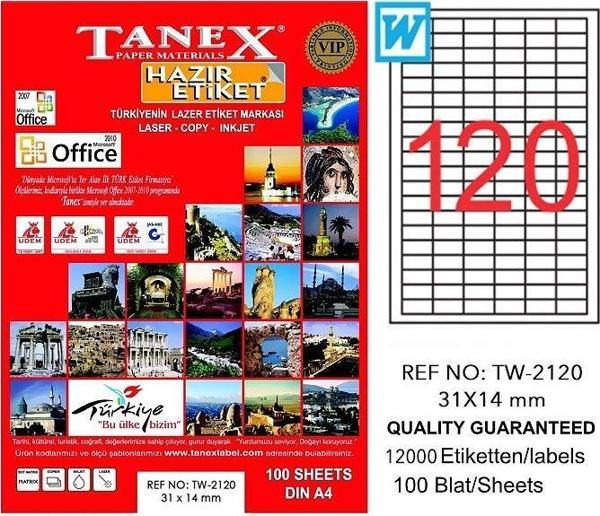 TANEX 2120 LASER ETİKET 31x14mm 20x100 2000 ADET - Image 1