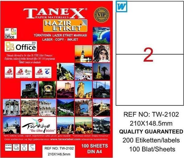 TANEX 2124 LASER ETİKET 70x42mm 21x100 2100 ADET - Image 1