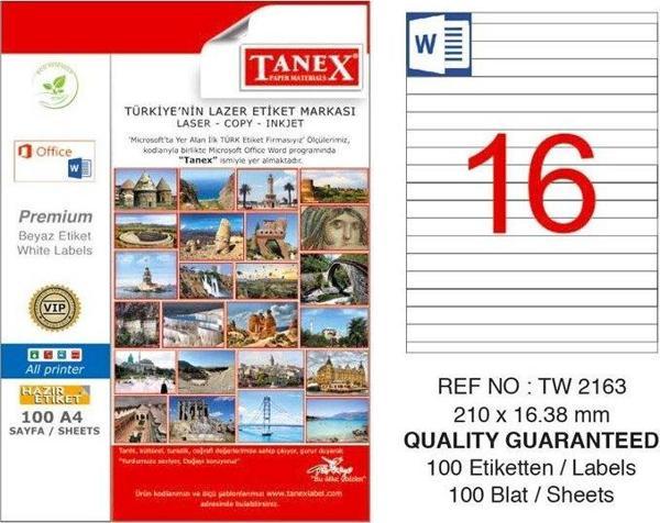 TANEX 2163 LASER ETİKET 210x16.38mm 2x100 200 ADET - Image 1