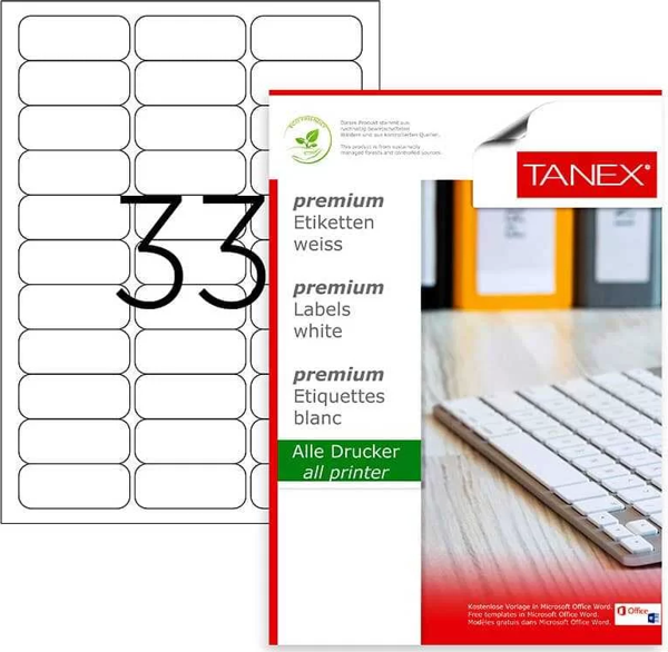 Tanex Laser Etiket Kod 2033 63.5mm x 25x4mm - Image 1