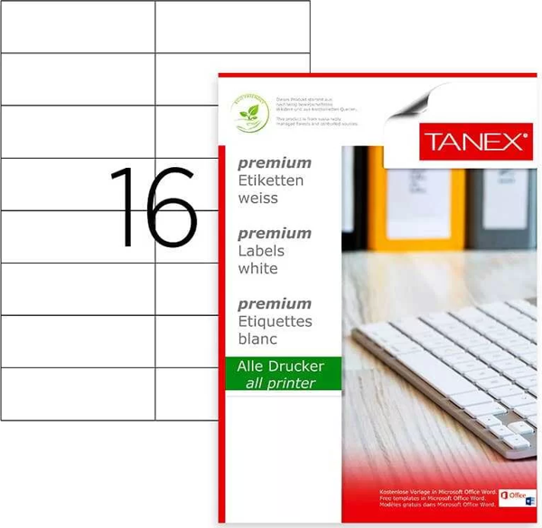 Tanex Laser Etiket Kod 2105 105mm x 37.125mm - Image 1