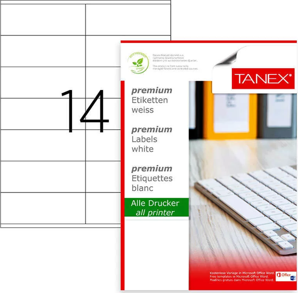 Tanex Laser Etiket Kod 2114 105mm x 41mm - Image 1