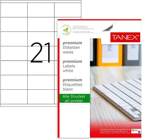 Tanex Laser Etiket Kod 2121 70mm x 38mm - Image 1