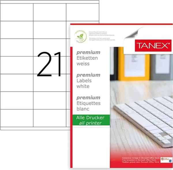 Tanex Laser Etiket Kod 2124 70mm x 42.43mm - Image 1