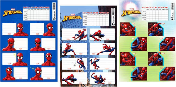 Spiderman Ders Programlı Okul Etiketi 3'lü - Image 1