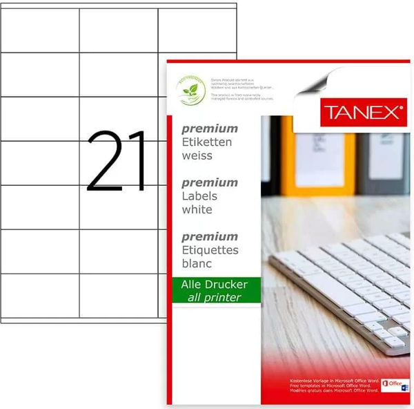Tanex Laser Etiket Kod 2141 X 70mm x 41mm - Image 1