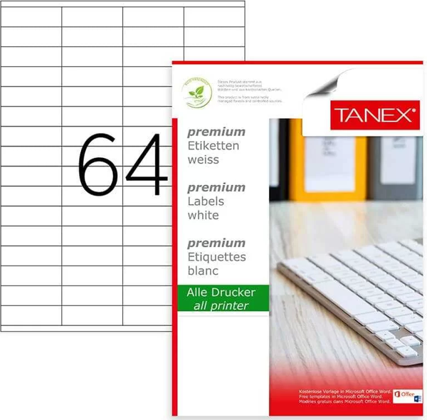 Tanex Laser Etiket Kod 2164 X 52.5mm x 18mm - Image 1