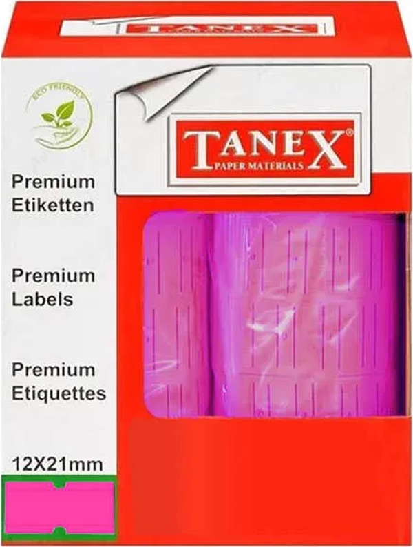 Tanex 12x21 Motex Çizgili Flo Pembe Etiket 800 Adet - Image 1